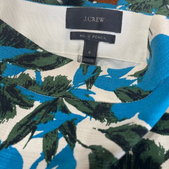 J.Crew NWOT Iconic No. 2 Pencil Skirt - Size 0 - Blue Floral - Stretch Cotton - Picture 3 of 4